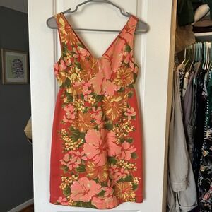 Tracy Feith For Target Orange & Pink Floral Sleeveless Dress Sz 1 (prob XS/S)